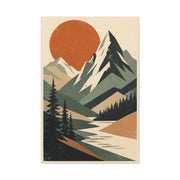 Mid-Century Graphic Sunset Mountain Wall Art & Canvas Print