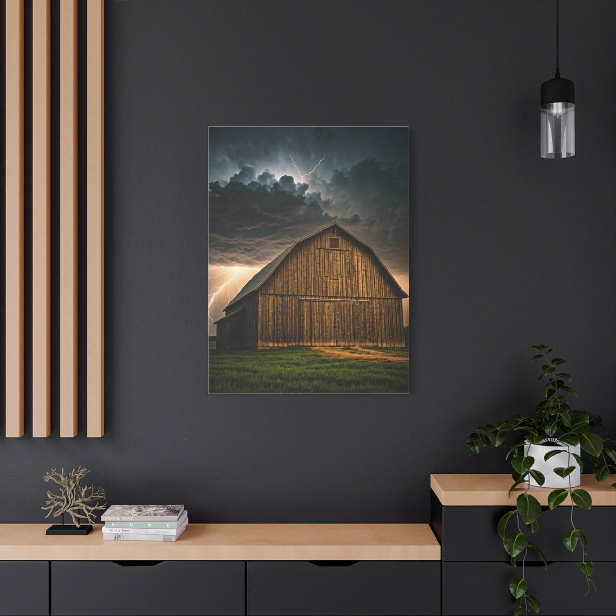 Stormlit Barn in the Open Fields Wall Art & Canvas Prints