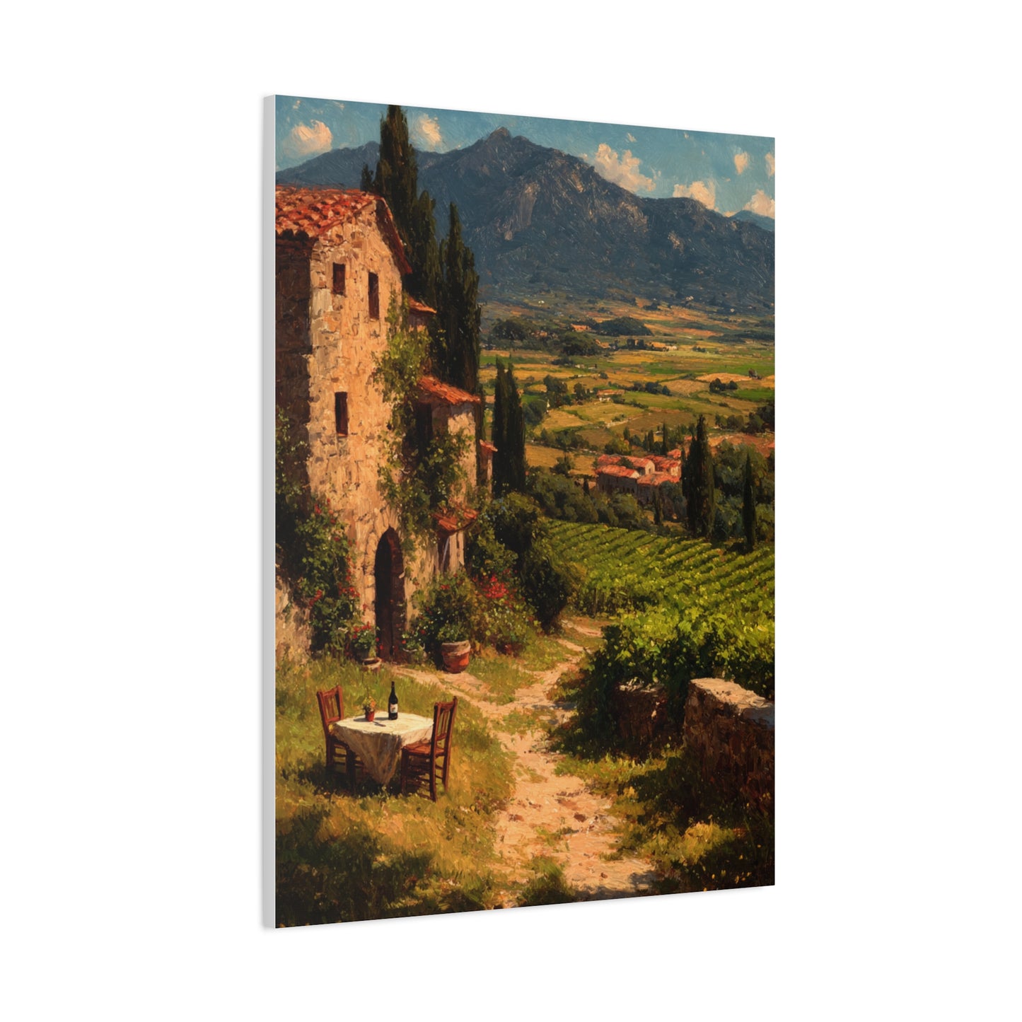 Tuscan Vineyard Farmhouse Lunch Scene Wall Art & Canvas Print