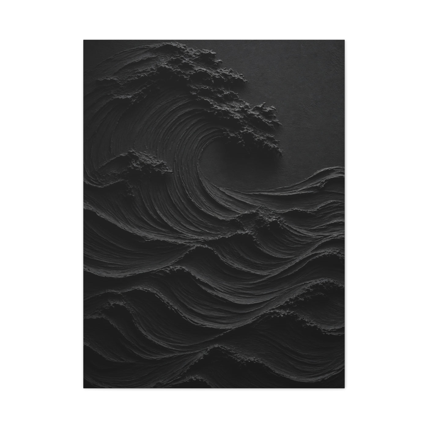 Dark Textured Wave Monochrome Statement Wall Art & Canvas Print