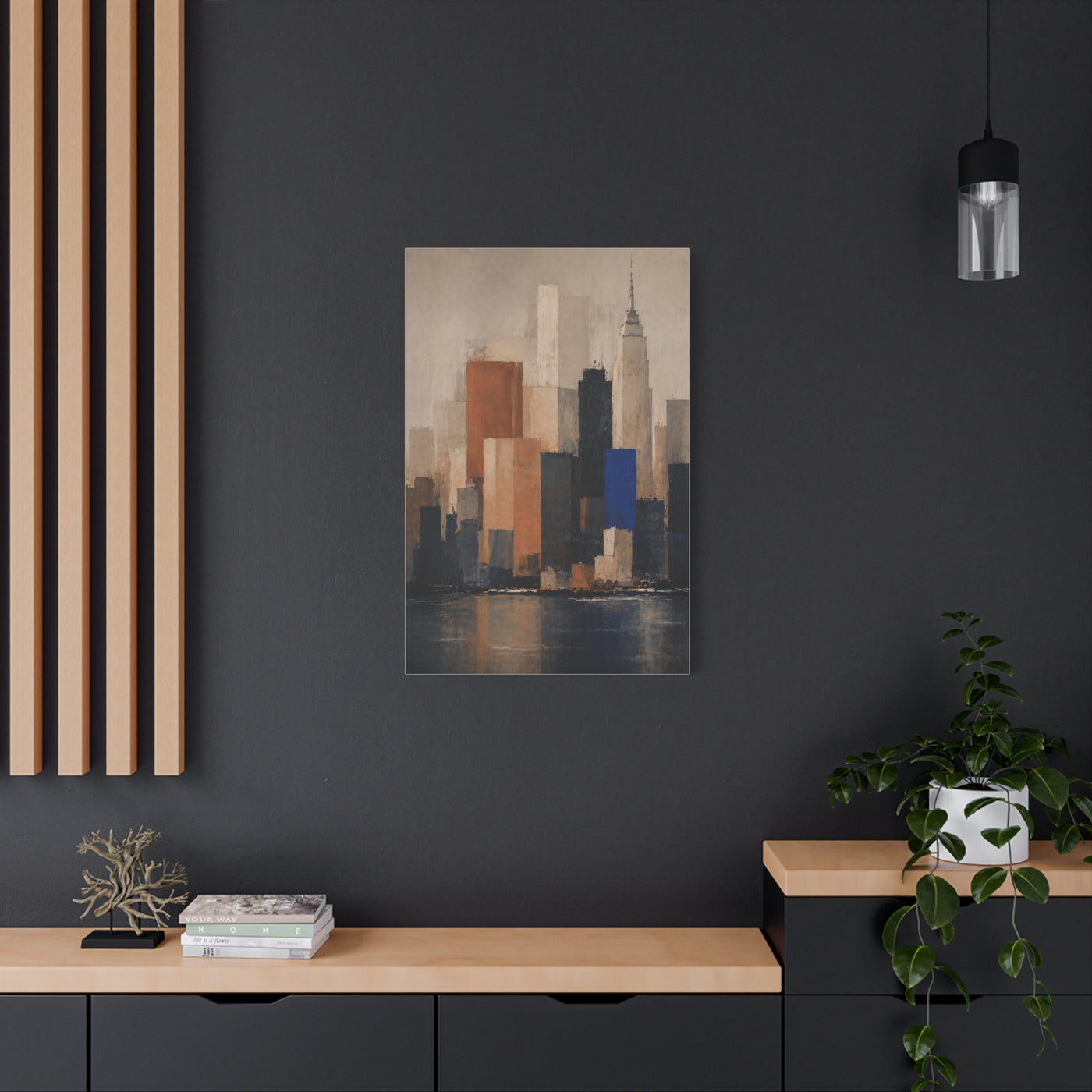 Modern Color Block Skyline Reflection Wall Art & Canvas Print