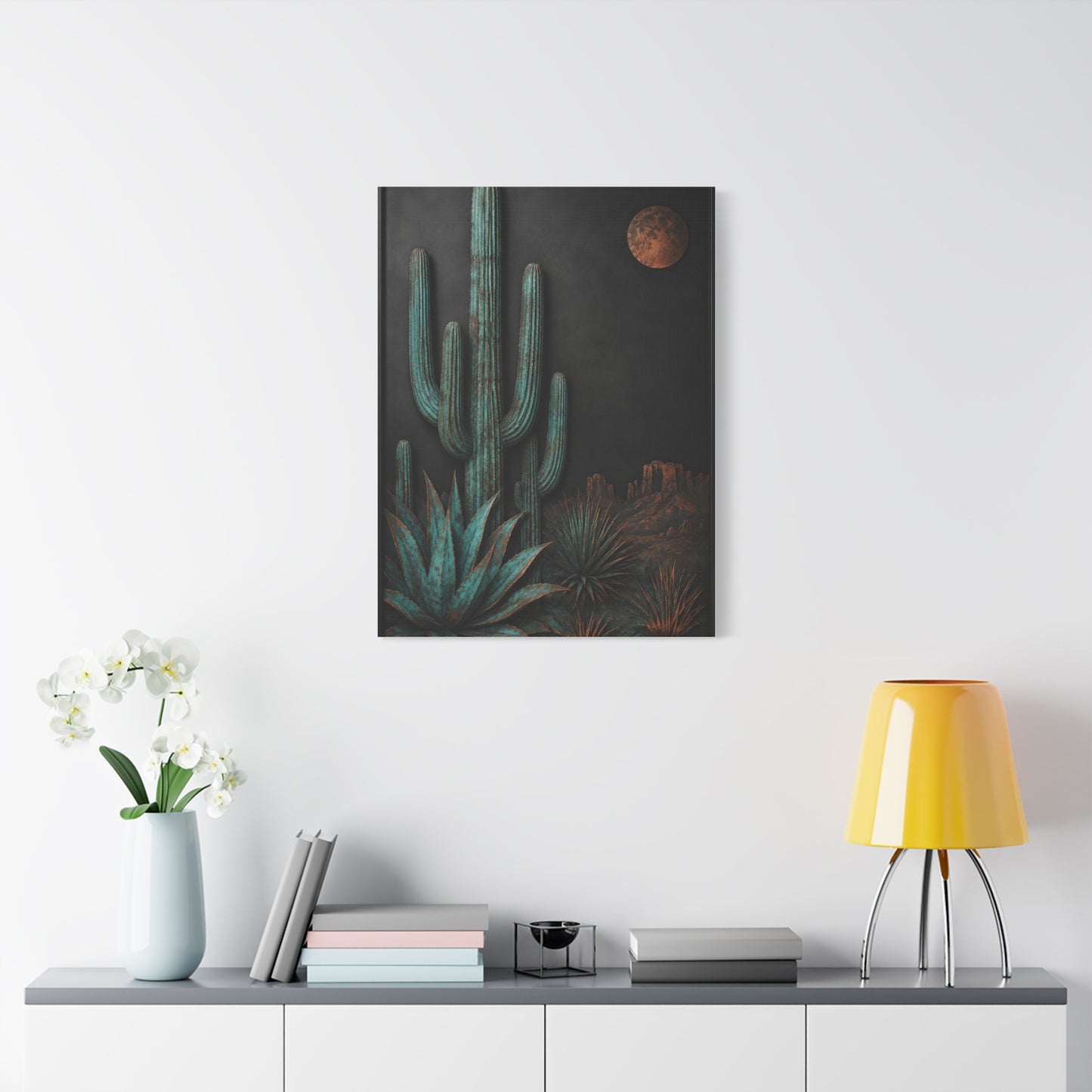Turquoise Patina Desert Cactus Wall Art & Canvas Print