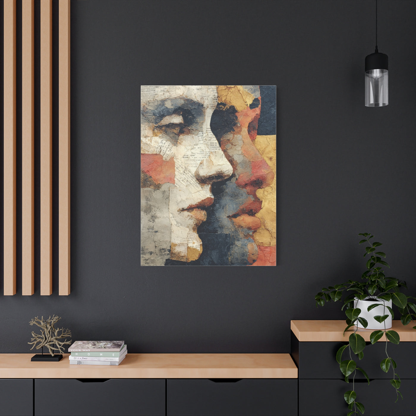 Dual Faces Collage Abstraction Wall Art & Canvas Print