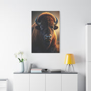 Golden Prairie Rim-Lit Bison Portrait Wall Art & Canvas Print