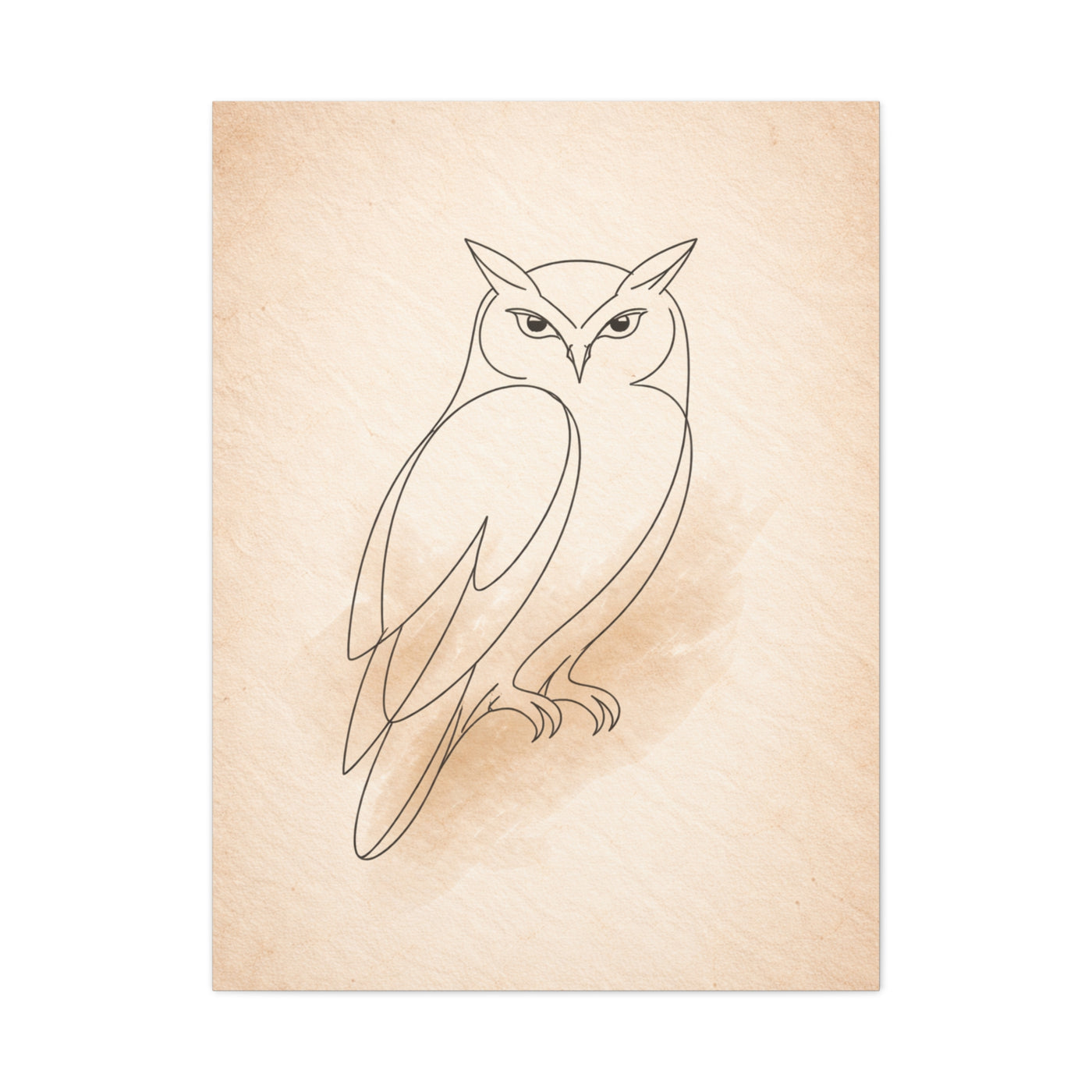 Minimal Line Art Owl Sketch Wall Art & Canvas Print