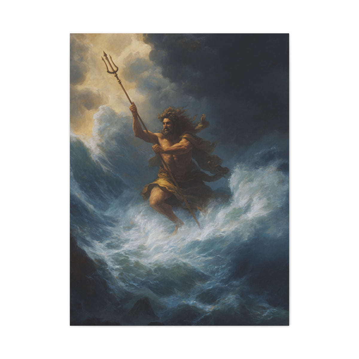Poseidon God of the Sea Rising from the Storm Wall Art & Canvas Print