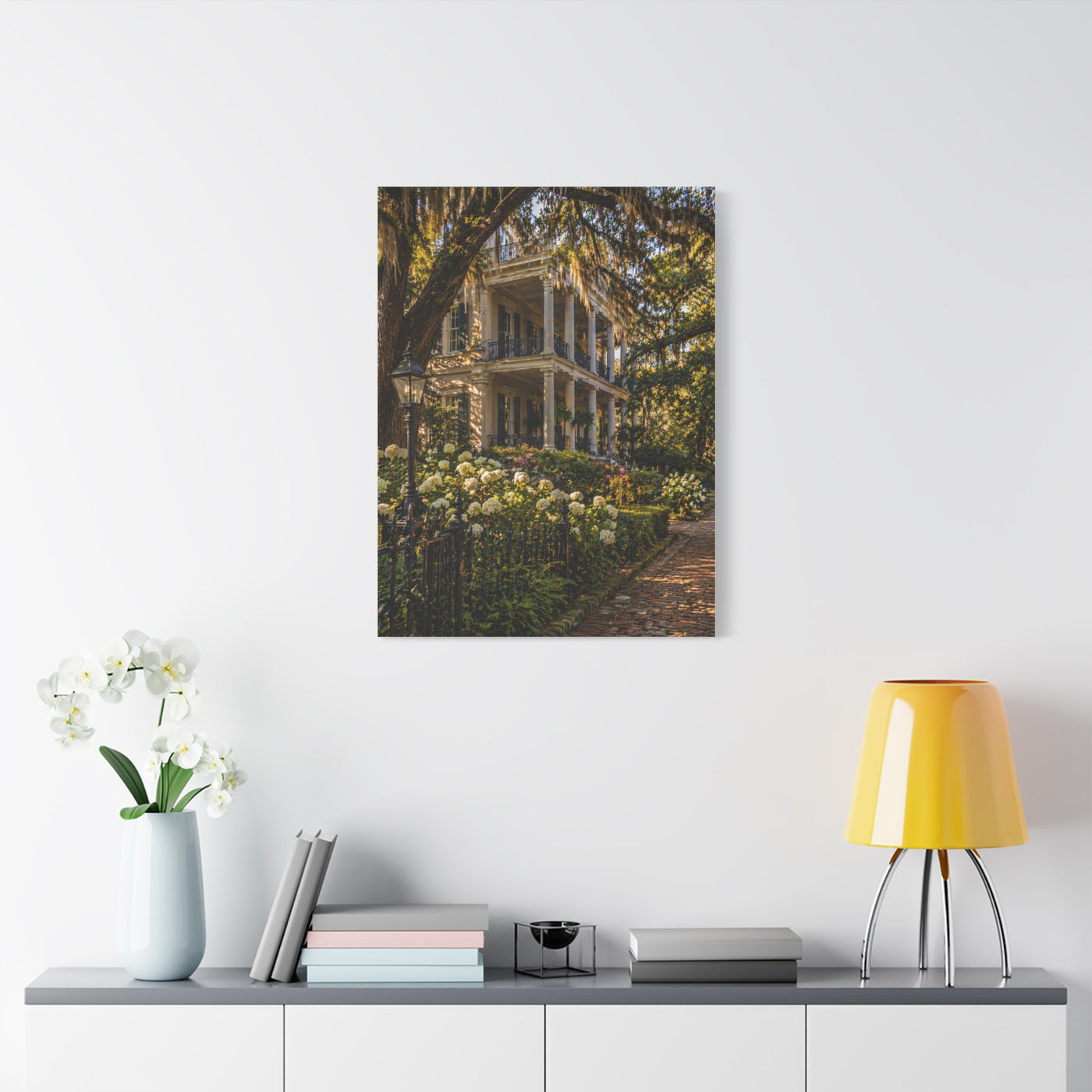 Garden District Mansion Under Live Oaks Wall Art & Canvas Print