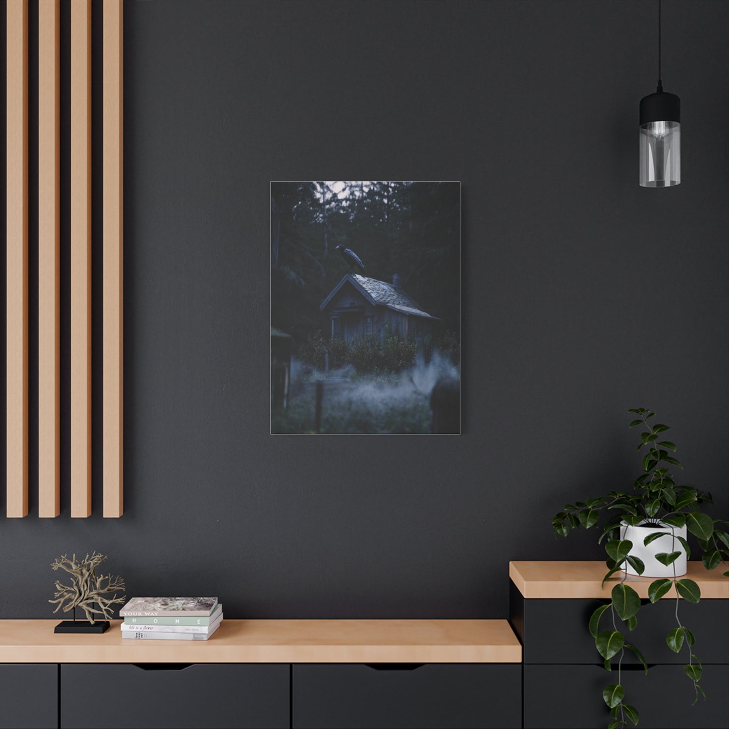 Raven on Witch’s Cottage Roof Wall Art & Canvas Print