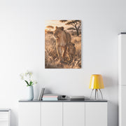 Lioness and Cub Golden Walk Wall Art & Canvas Print