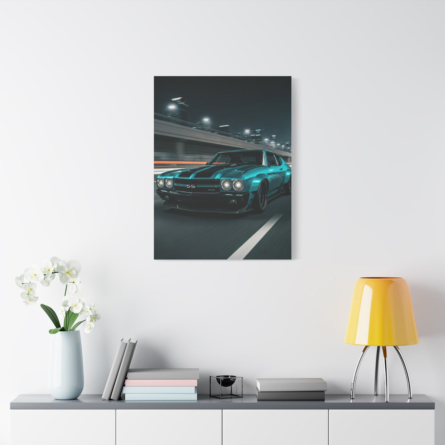 1970 Chevrolet Chevelle SS Twin Stripe Interstate Assault Wall Art & Canvas Prints
