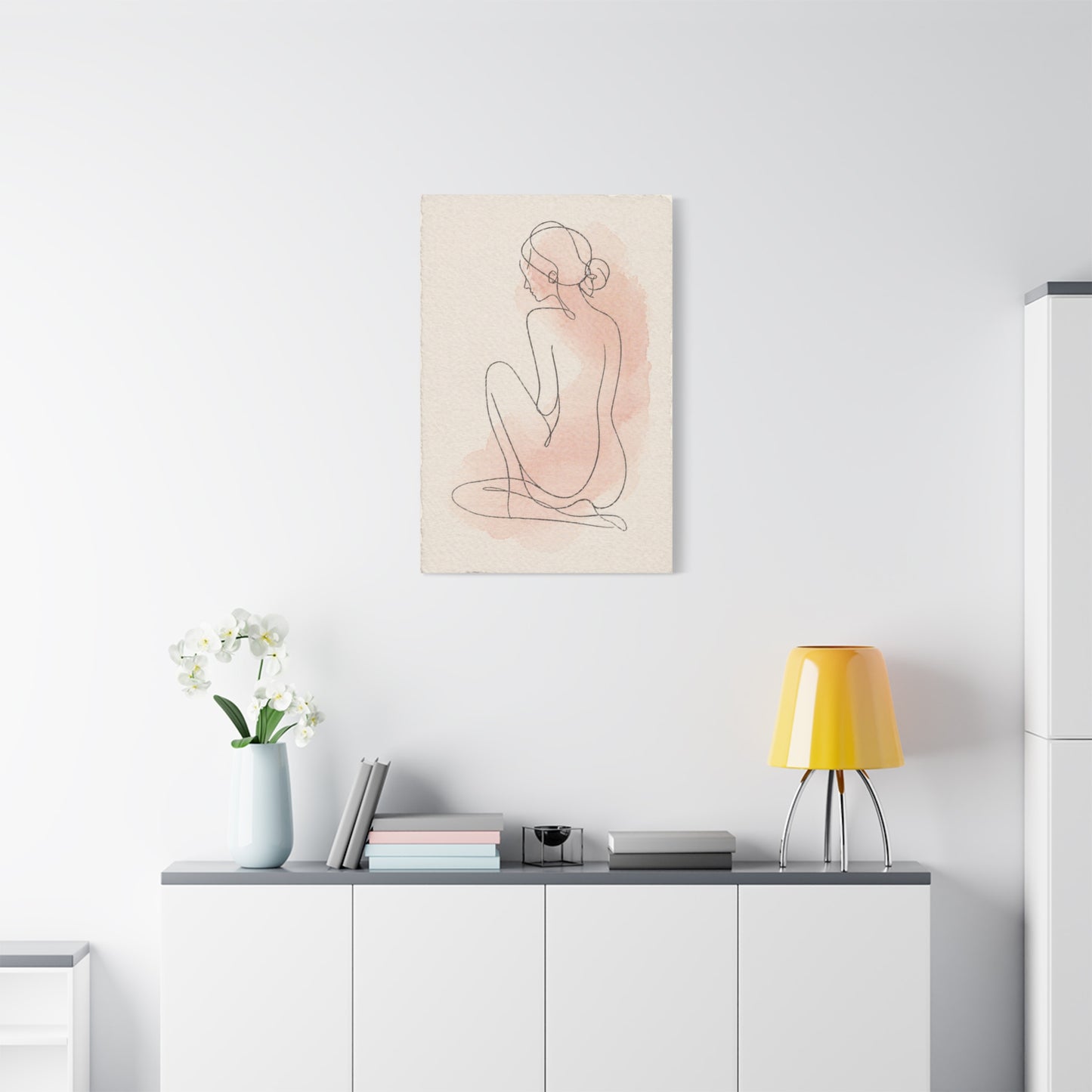 Minimal Blush Line Figure Wall Art & Canvas Print
