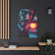 John Wick Neon Rain Close-Up Movie Poster Wall Art & Canvas Print