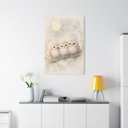 Moonlit Owlet Trio Watercolor Wall Art & Canvas Print