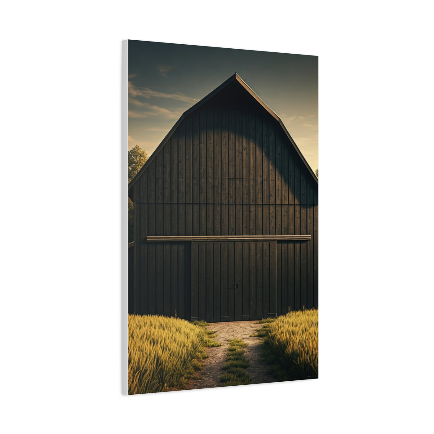 Minimal Rustic Barn Under Evening Sky Wall Art & Canvas Prints