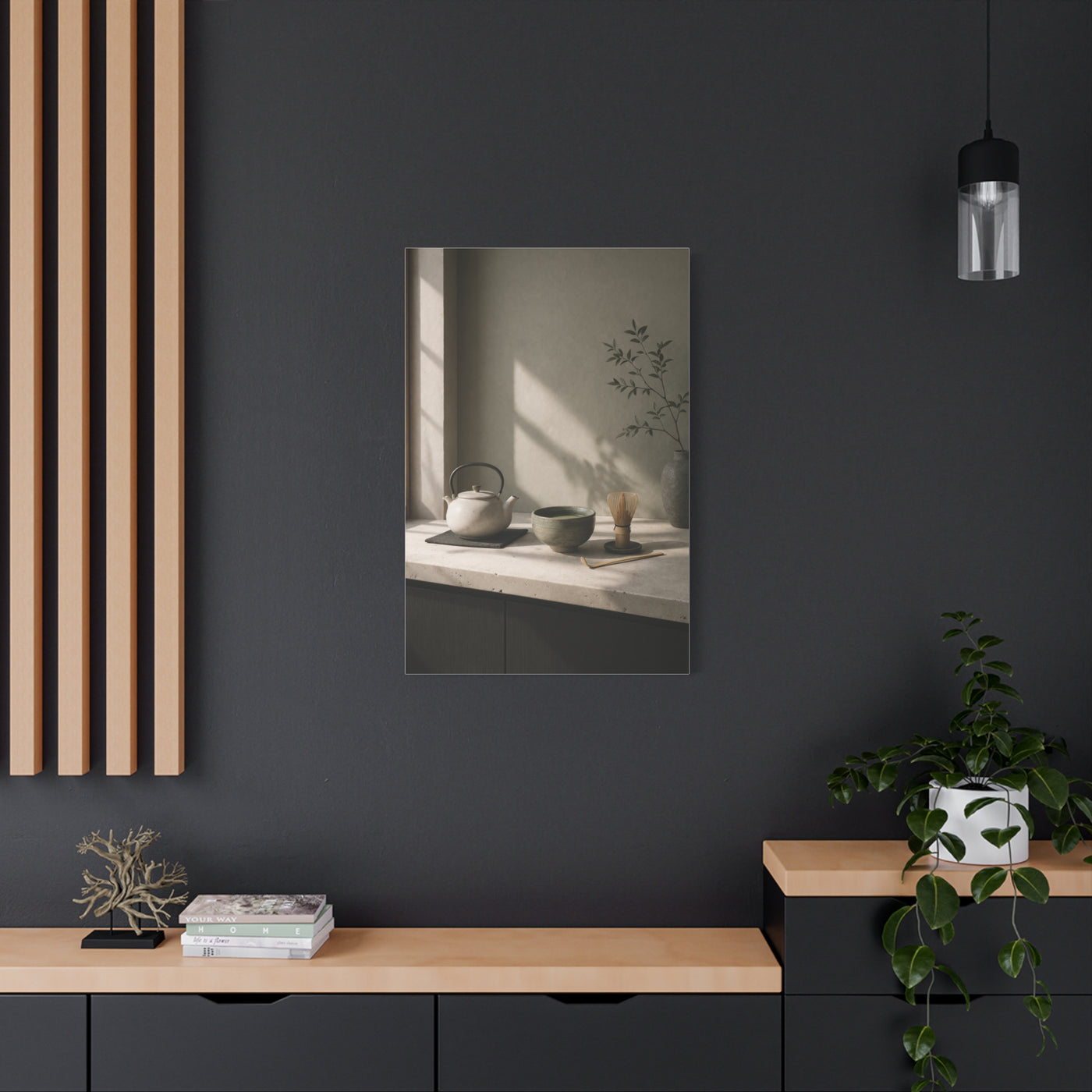 Japandi Tea Kitchen Minimal Still Life Wall Art & Canvas Print