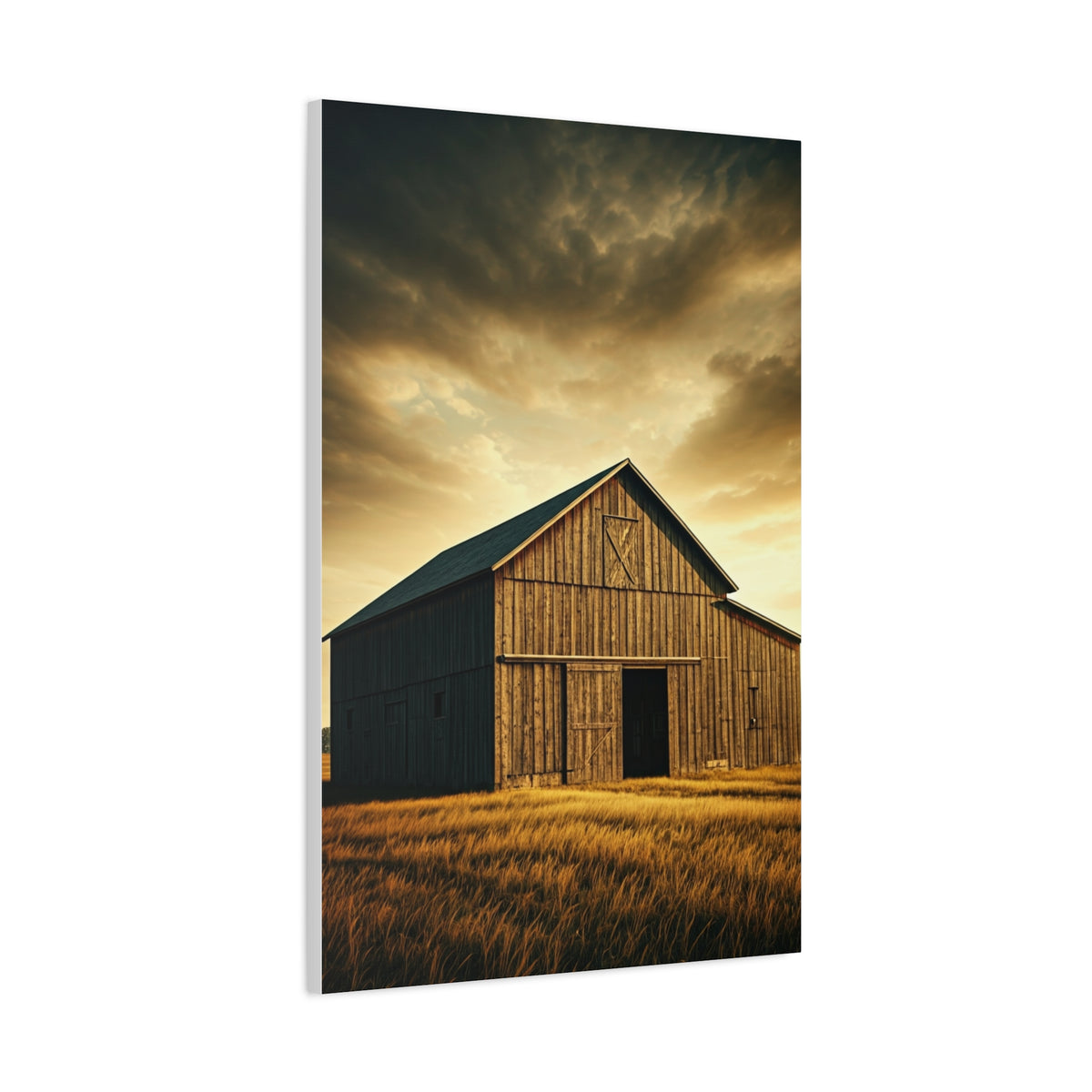 Golden Harvest Barn at Dusk Wall Art & Canvas Prints