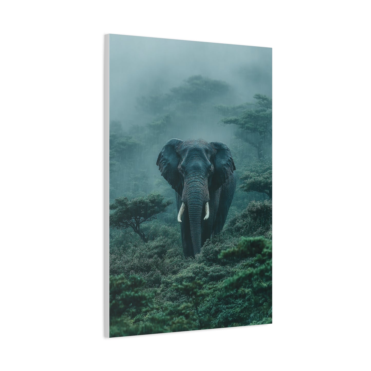 Elephant Rainforest Monsoon Portrait Wall Art & Canvas Print
