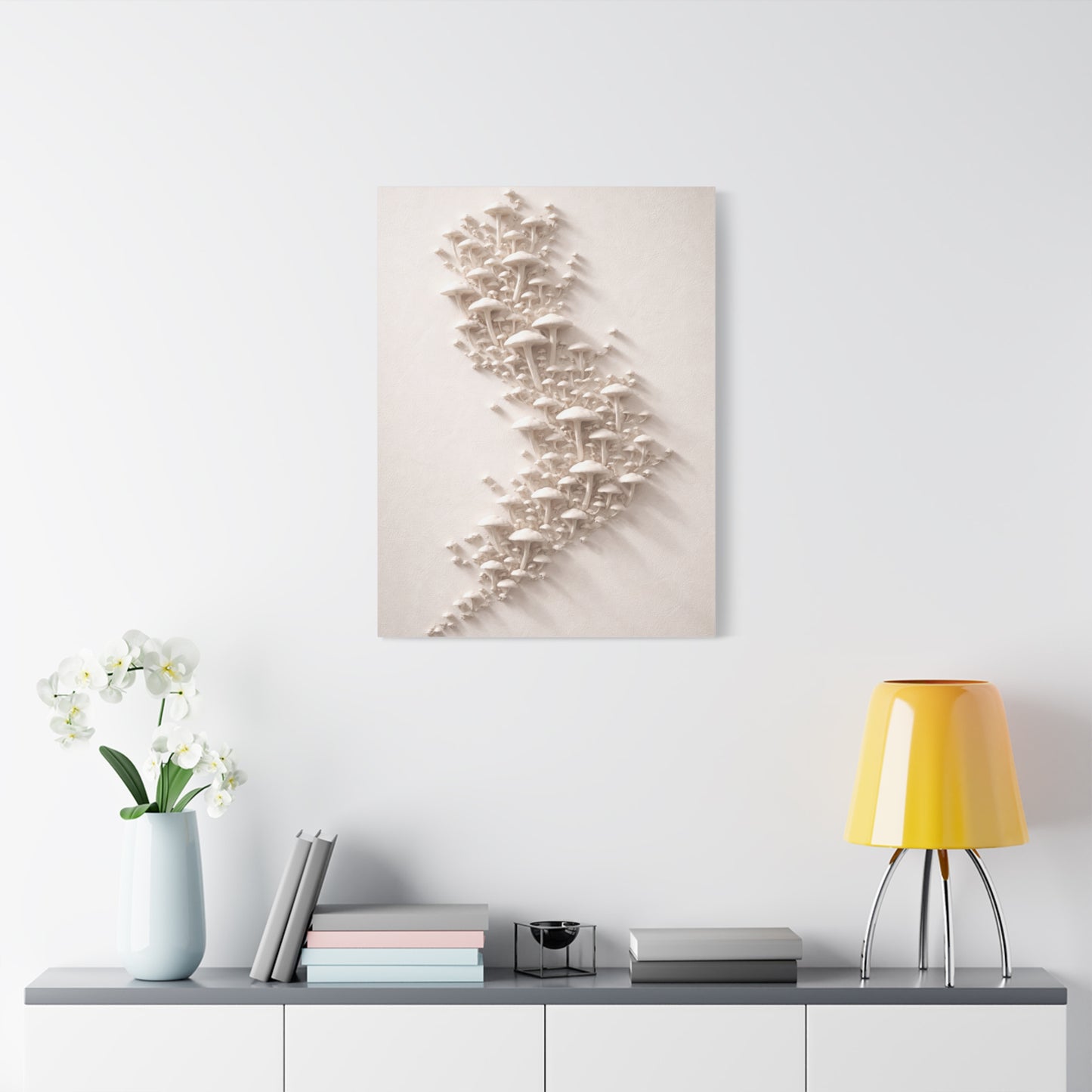 Modular 3D Stick-On Mushroom Colony Wall Art & Canvas Print