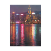 Hong Kong Skyline Rainy Neon Reflections Wall Art & Canvas Print