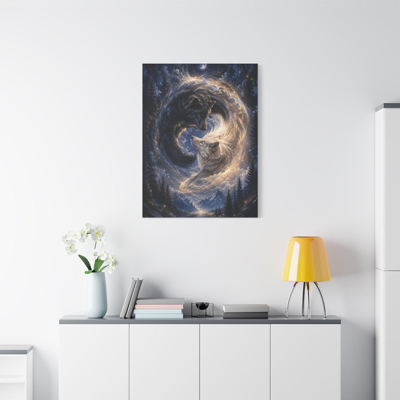 Celestial Wolf Pair Energy Vortex Wall Art & Canvas Print