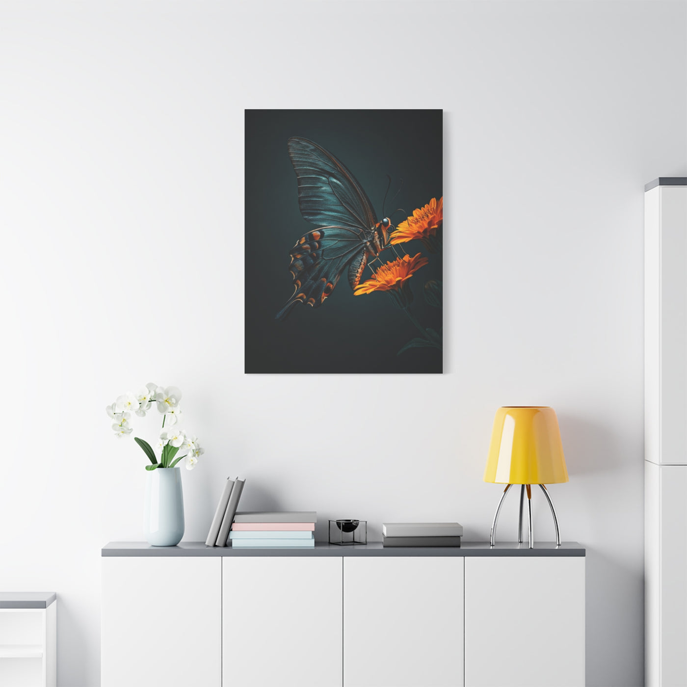 Dark Swallowtail Butterfly on Orange Blossoms Wall Art & Canvas Prints