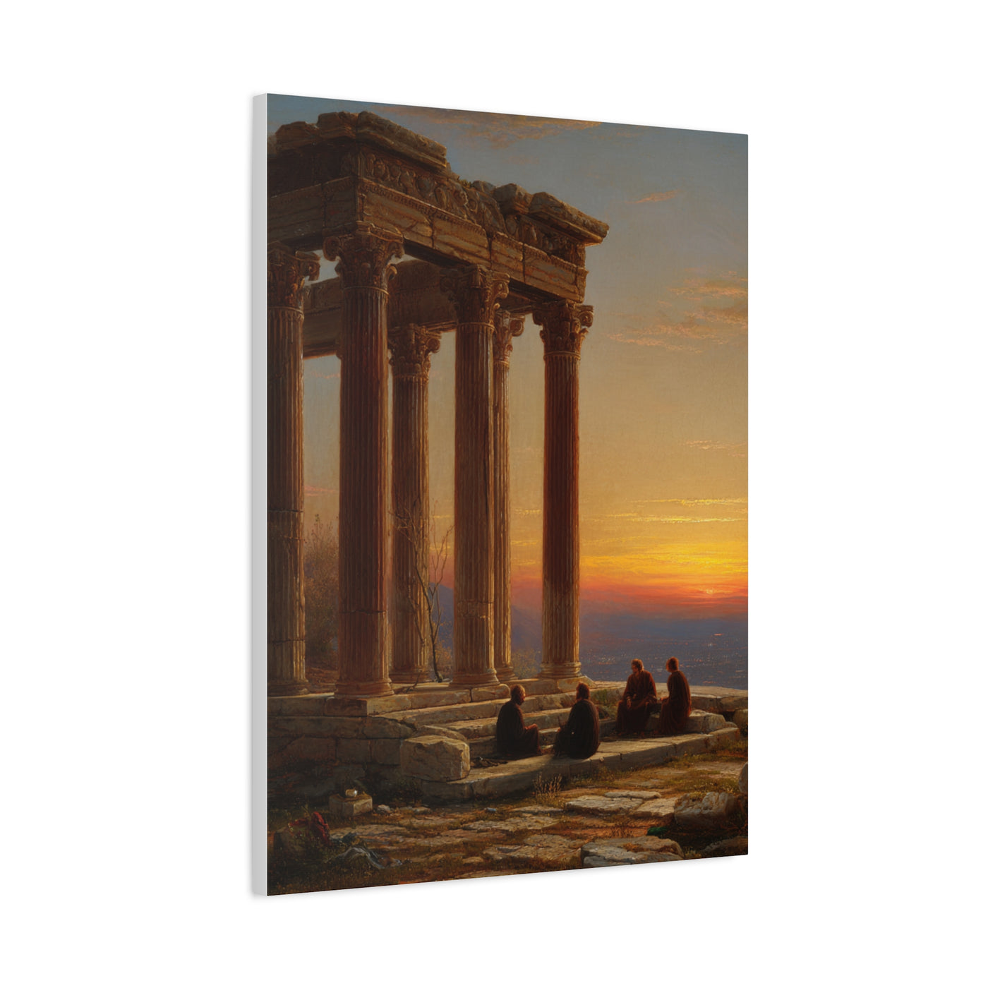 Greek Temple Ruins at Sunset with Philosophers Wall Art & Canvas Print