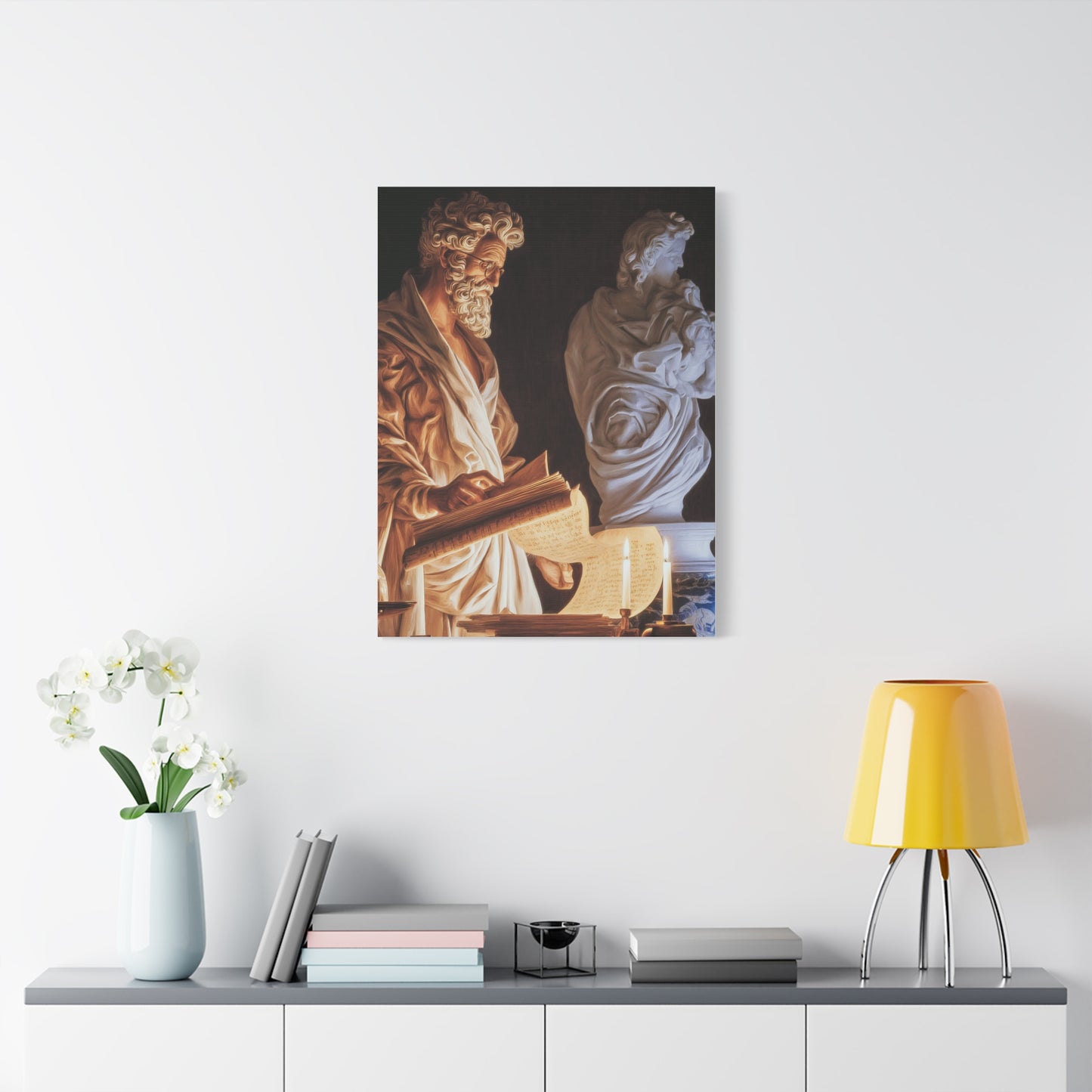Renaissance Philosopher Reading Ancient Scrolls Wall Art & Canvas Print
