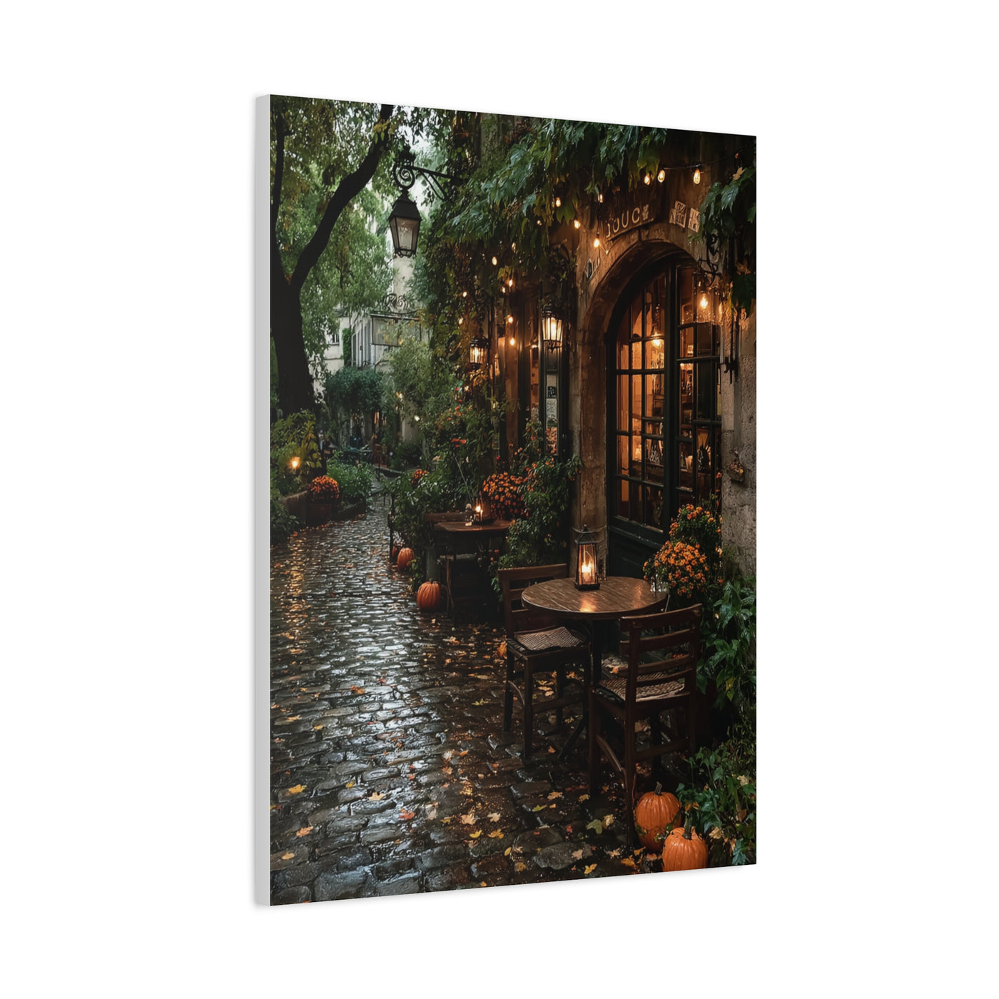 Paris Autumn Café Terrace Wall Art & Canvas Print