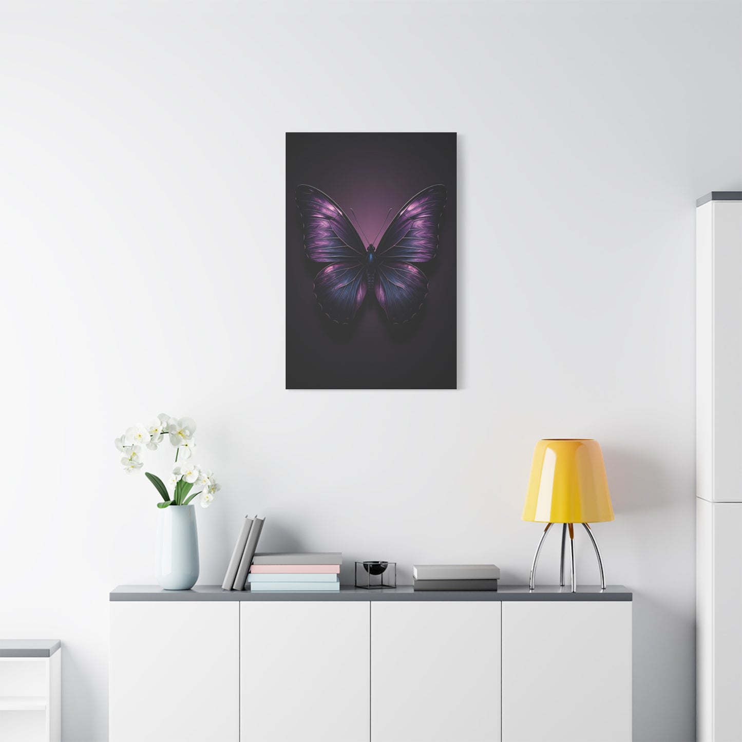 Royal Violet Butterfly Minimalist Portrait Wall Art & Canvas Prints