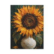 Luxury Impasto Sunflower Vase Painting Wall Art & Canvas Print
