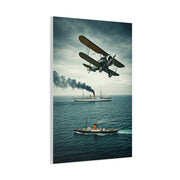 Vintage Biplane Over Open Sea Wall Art & Canvas Prints