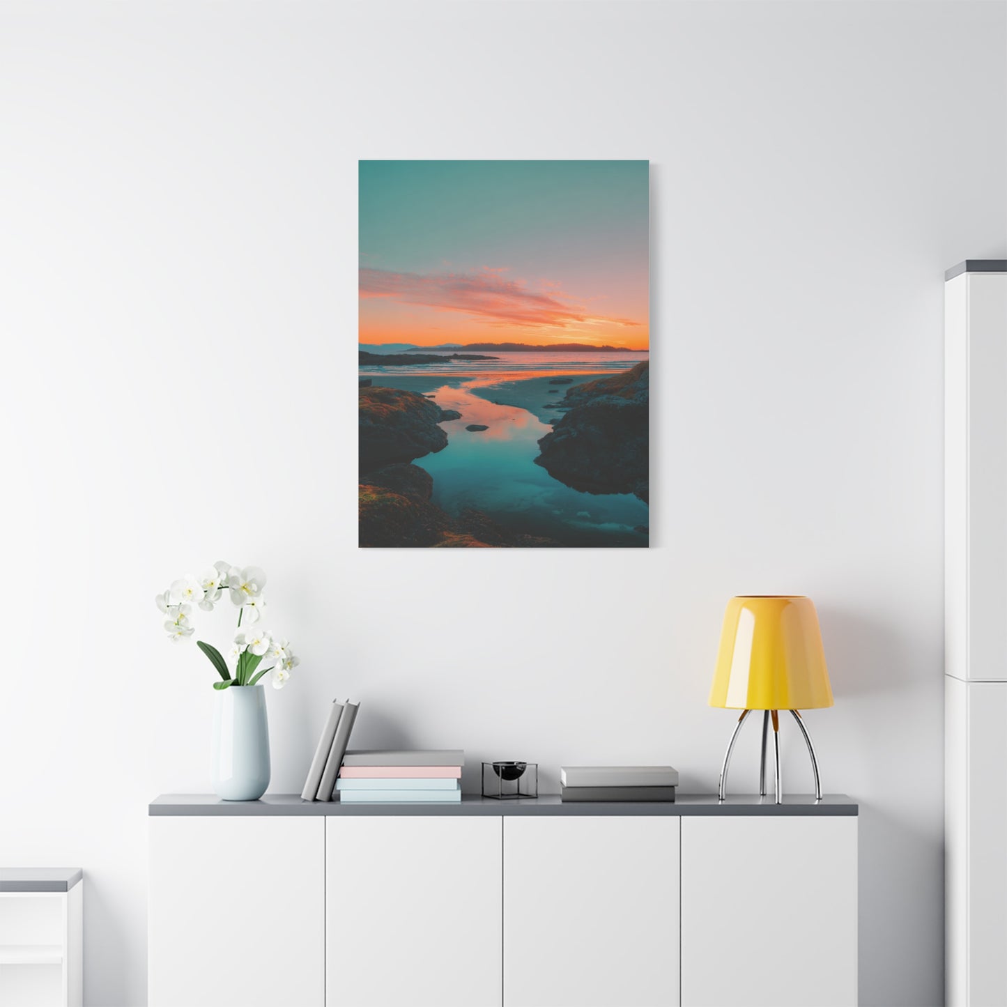 Coastal Sunset Horizon Reflection Wall Art & Canvas Print