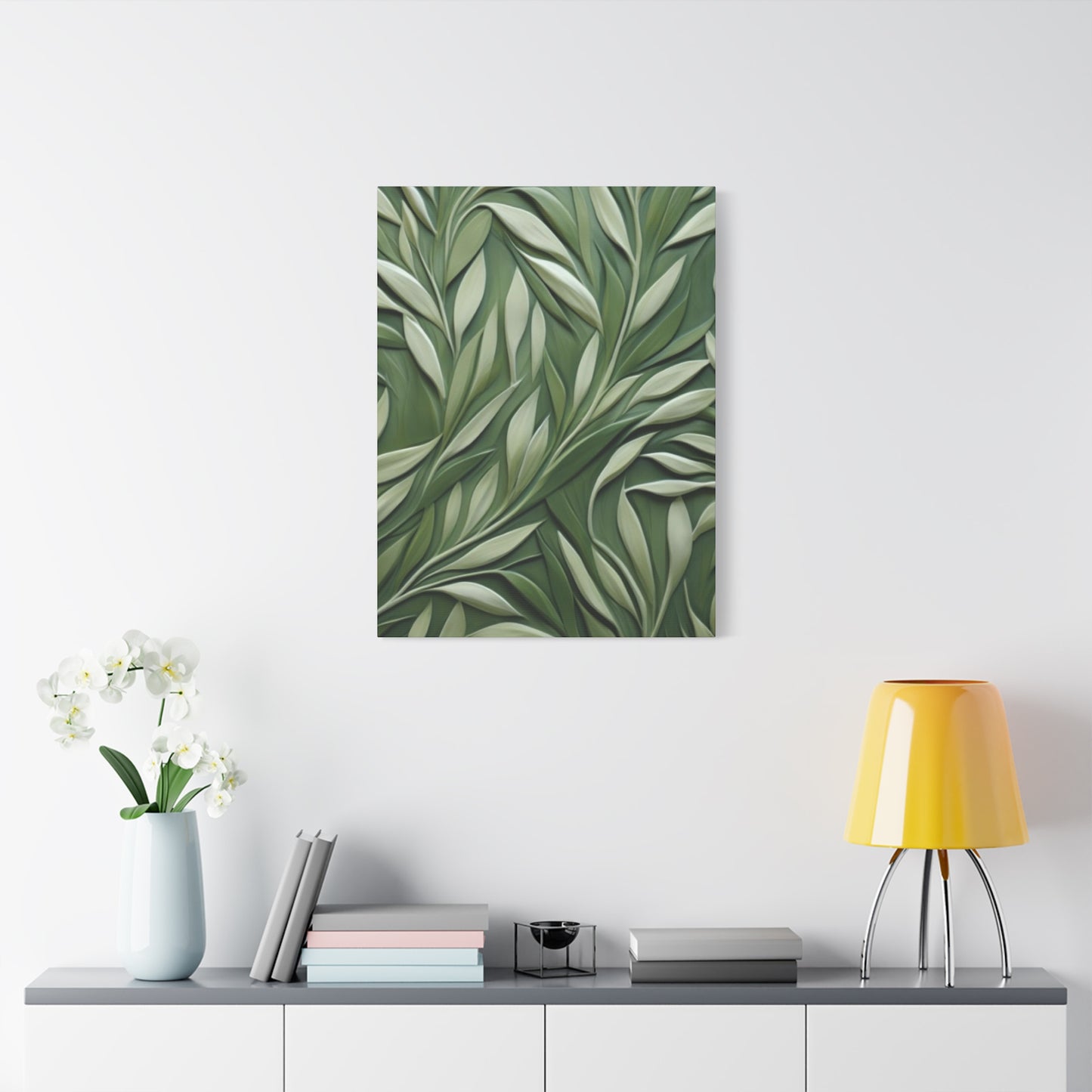 Olive Green Texture Leaves Prints Wall Art & Canvas Prints