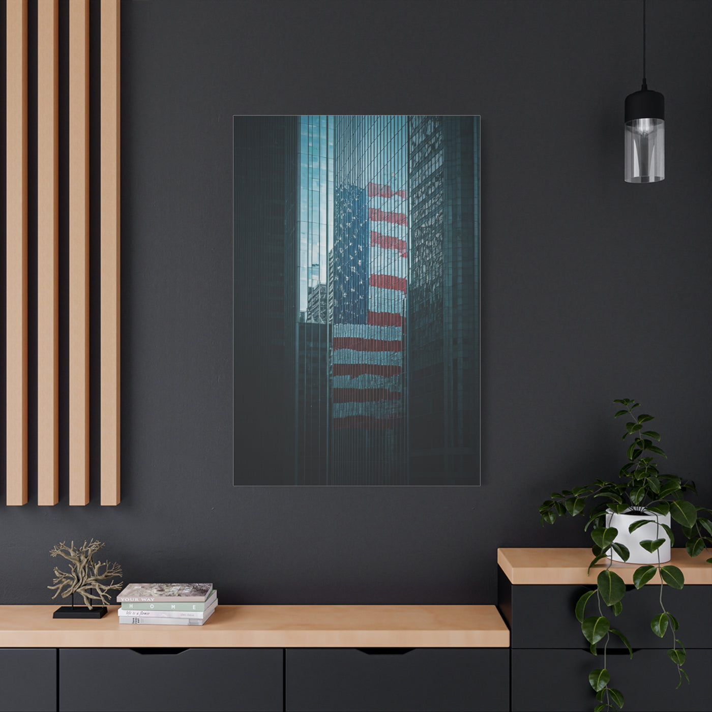 Urban Skyline Patriot Flag Reflection Wall Art & Canvas Prints
