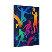Rainbow Basketball Silhouette Sports Wall Art & Canvas Print
