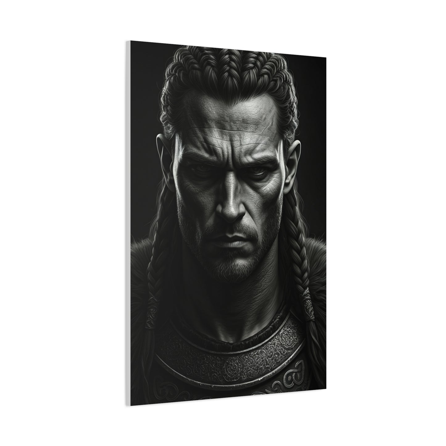 Unyielding Strength Black & White Warrior Portrait Wall Art & Canvas Prints