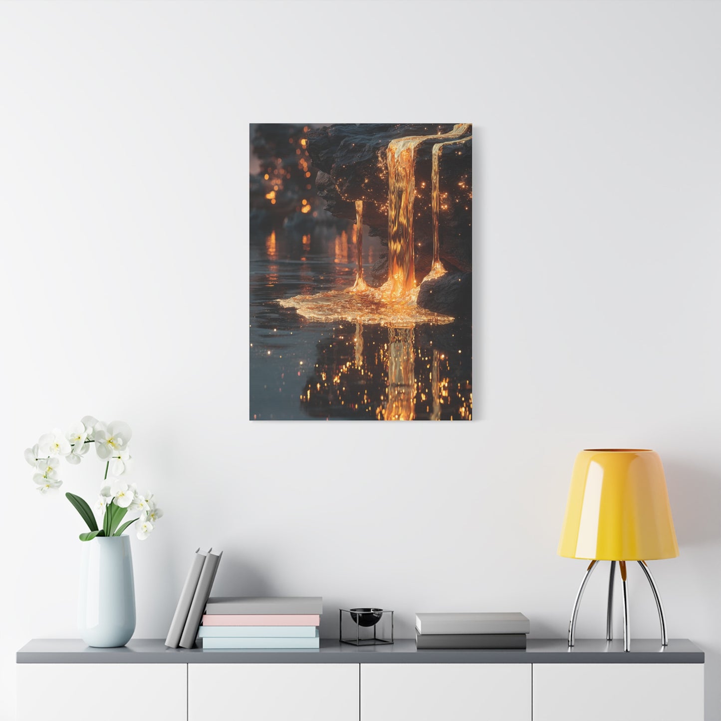 Molten Gold Waterfall Wall Art & Canvas Print