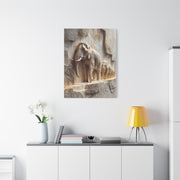Elephant Procession Stone Relief Wall Art & Canvas Print