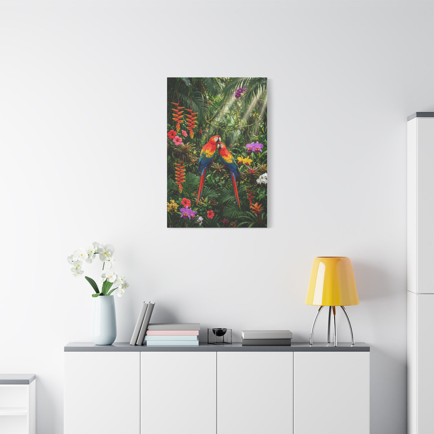 Vibrant Jungle Parrot Paradise Tropical Wall Art & Canvas Print