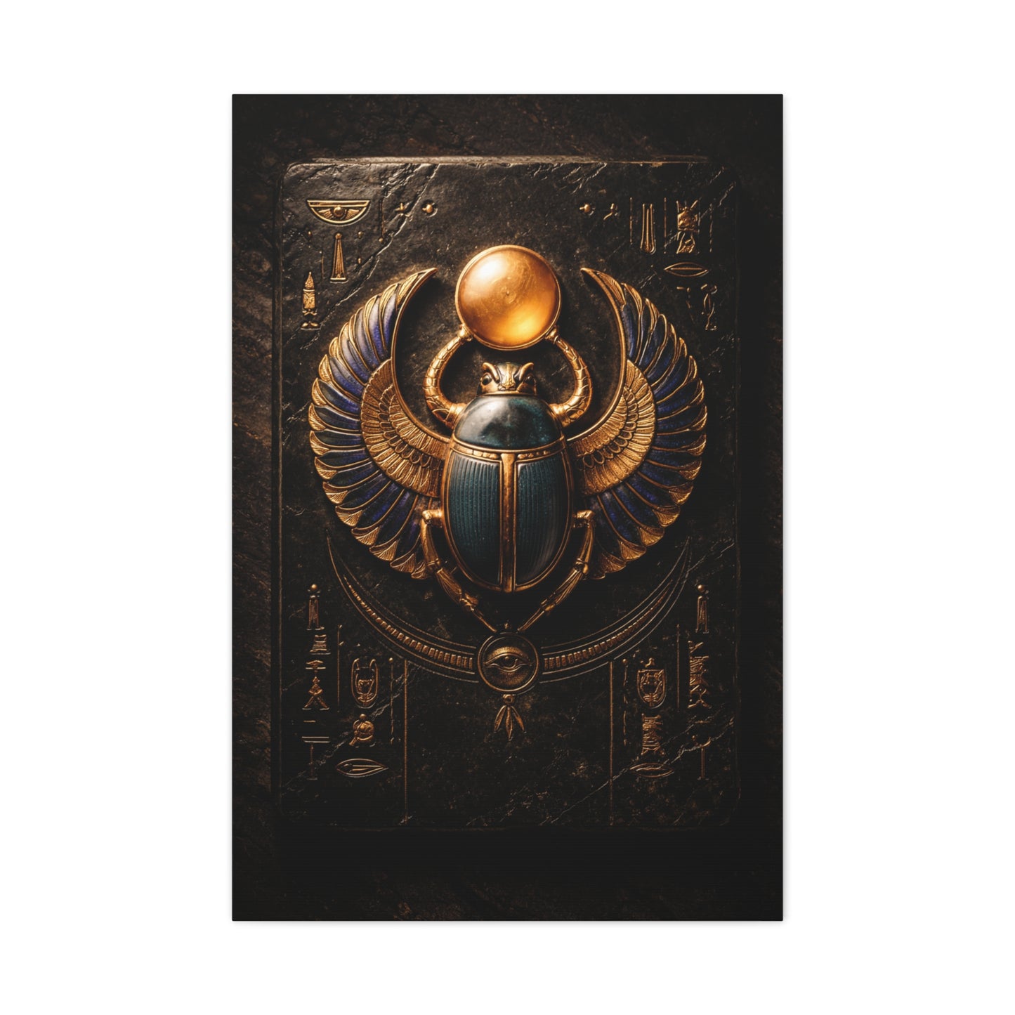 Egyptian Scarab Gold Relief Wall Art & Canvas Print