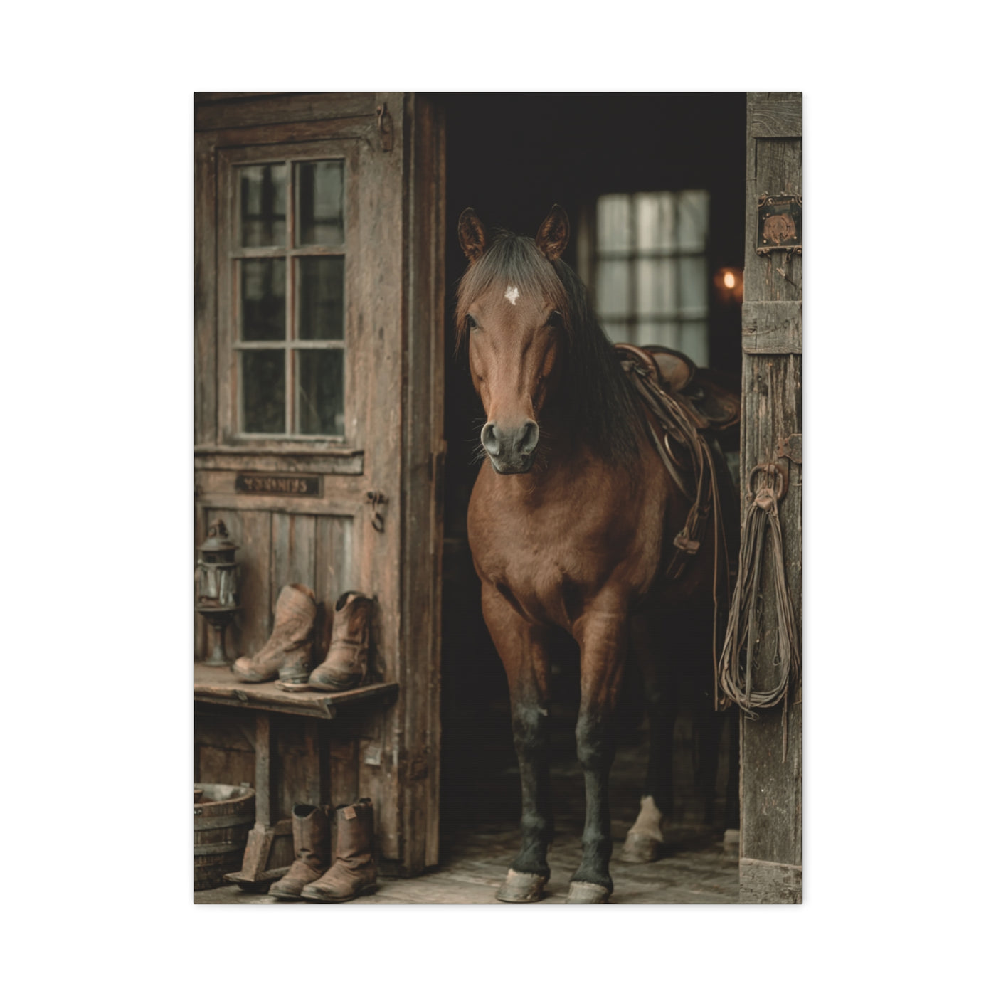Rustic Stable Horse Portrait Wall Art & Canvas Print