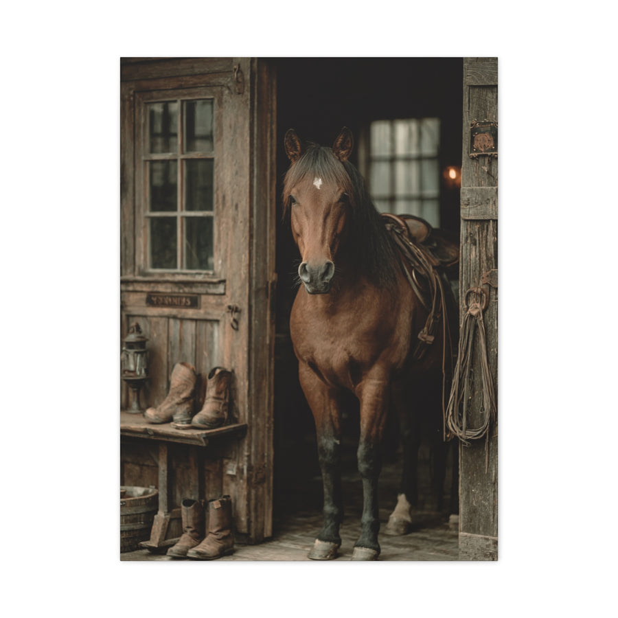Rustic Stable Horse Portrait Wall Art & Canvas Print