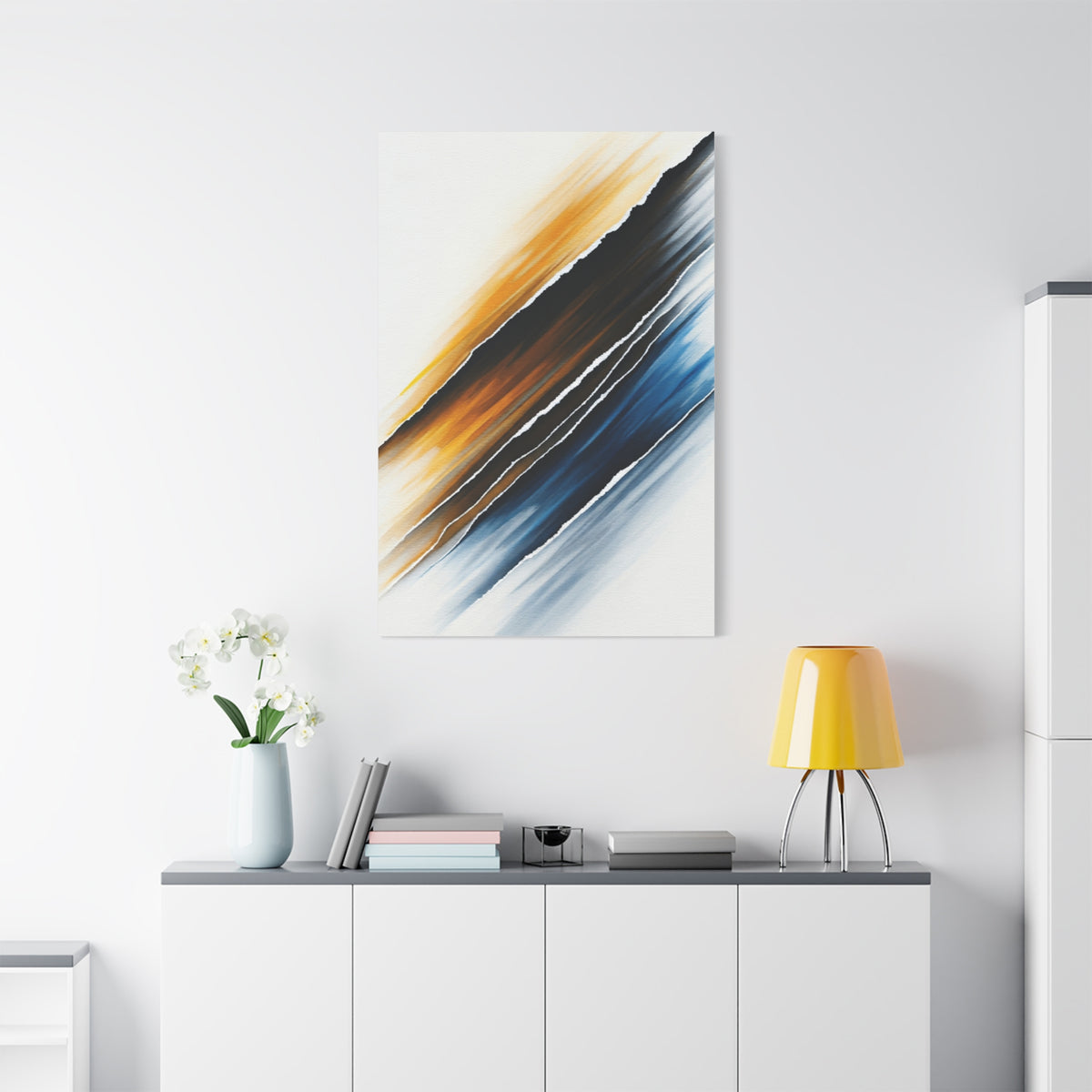 Gold and Blue Motion Sweep Abstract Wall Art & Canvas Prints