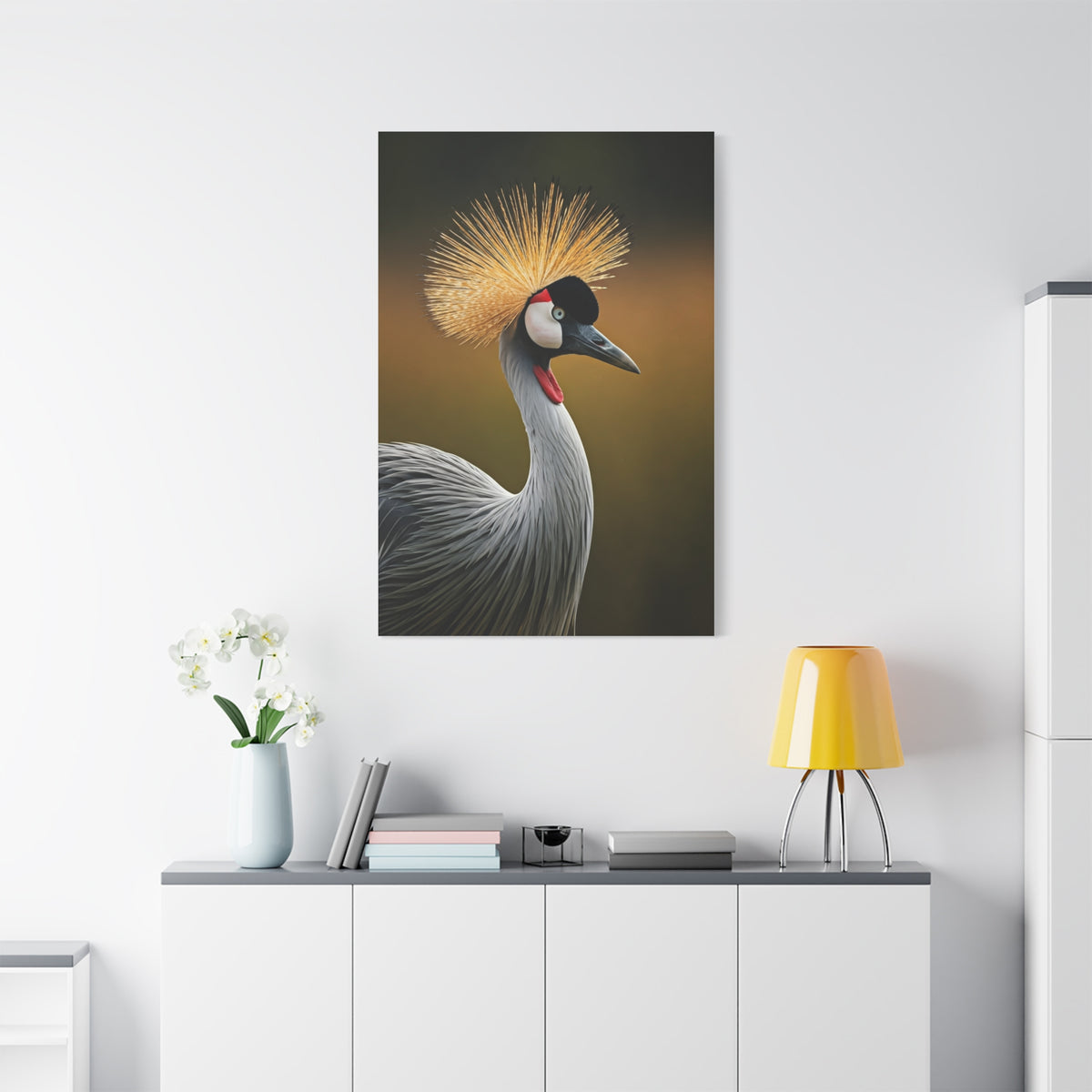 Regal Crowned Crane Portrait Wall Art & Canvas Prints