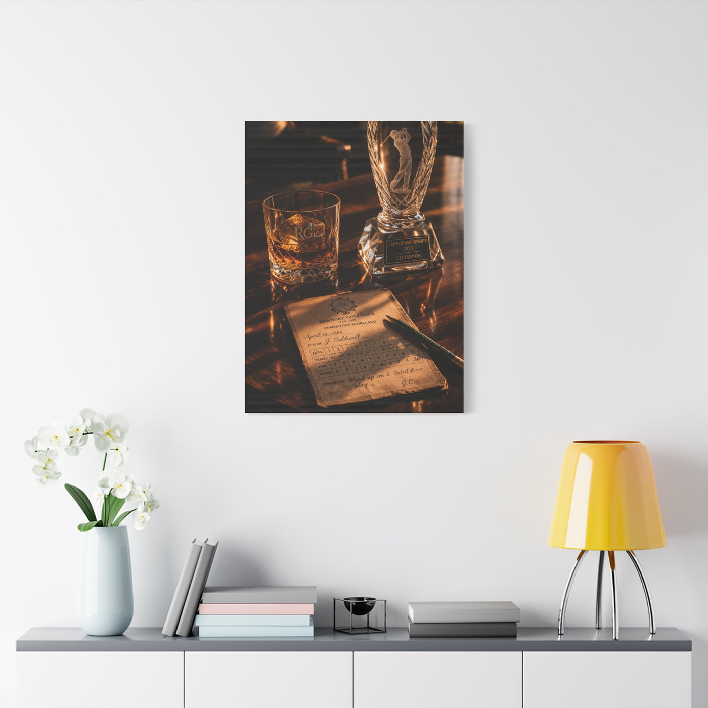 Crystal Trophy & Whiskey Golf Still Life Wall Art & Canvas Print