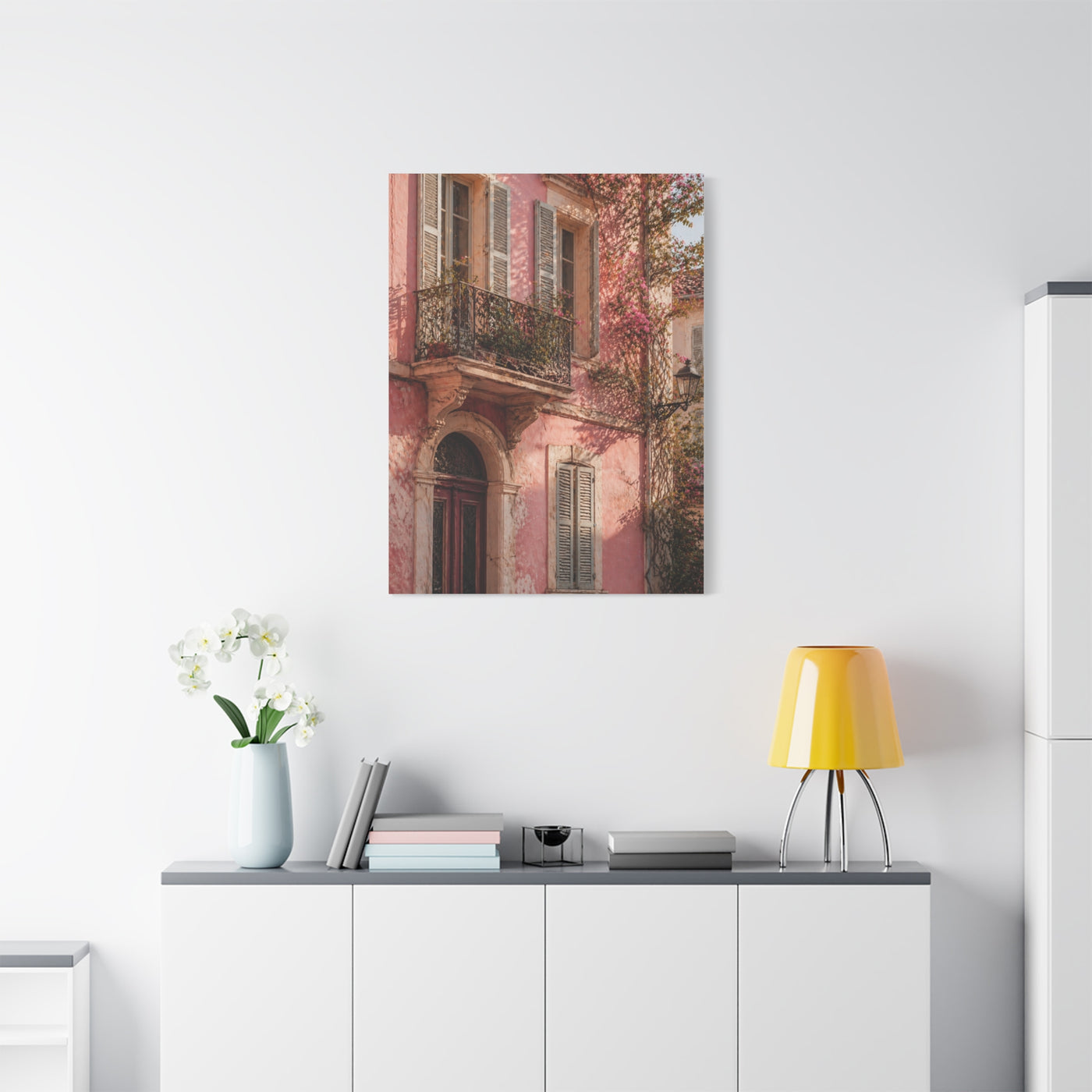 Romantic European Pink Facade Wall Art & Canvas Print