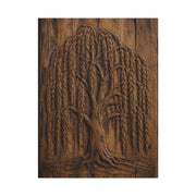 Carved Willow Tree Wooden Relief Trees Wall Art & Canvas Print