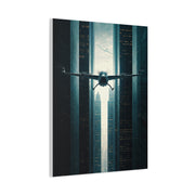 Electric Aircraft Between Skyscrapers Wall Art & Canvas Prints
