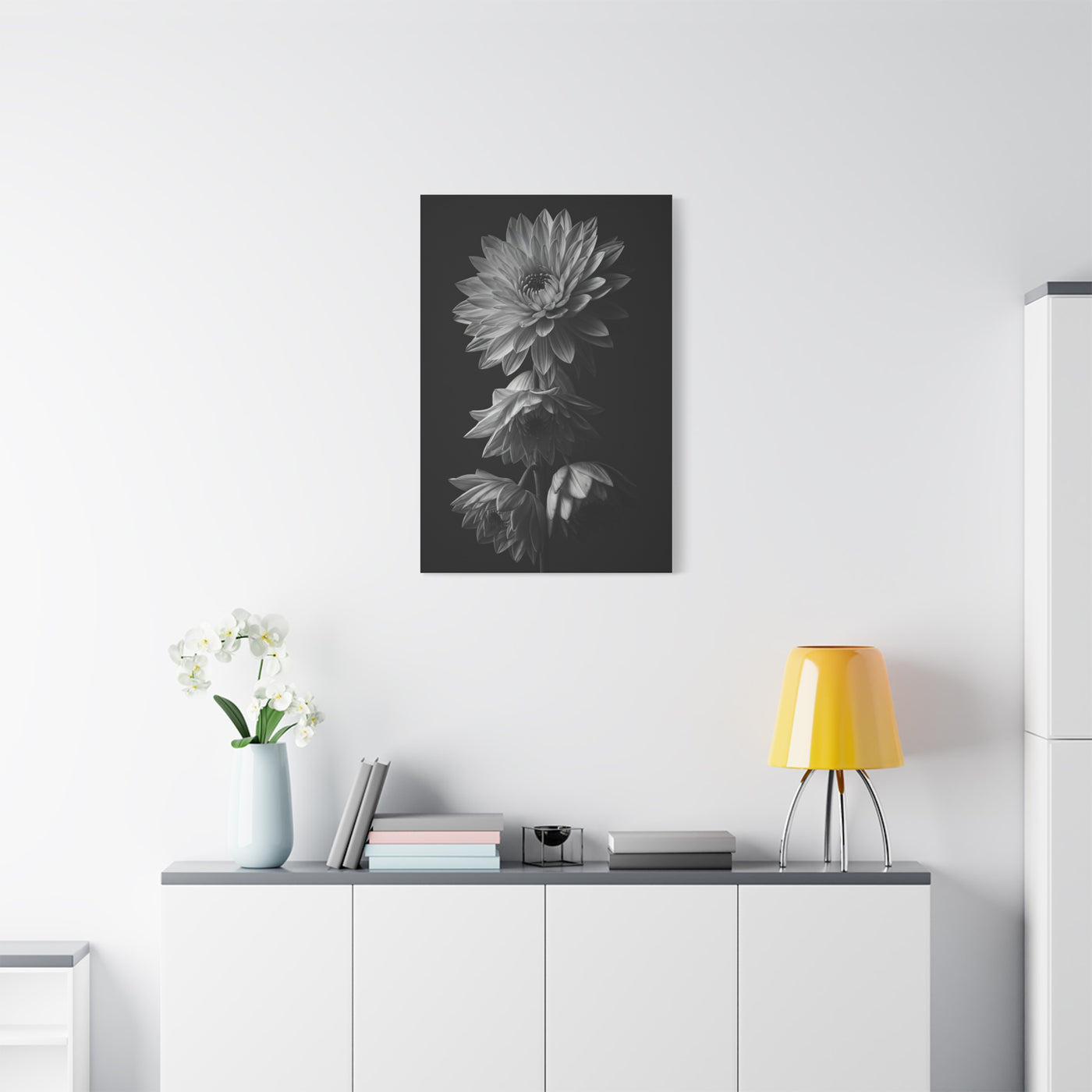Vertical Dahlia Stem Composition Wall Art & Canvas Prints