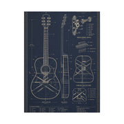 Acoustic Guitar Technical Blueprint Wall Art & Canvas Print